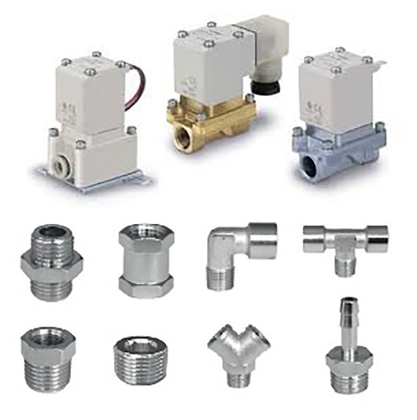 Válvulas de fluídos + acessórios roscados